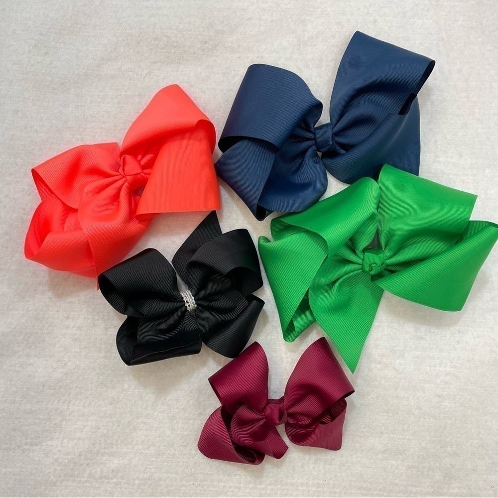 Girls assorted hair bows 6” grosgrain solid color alligator clip barrette‌‌‌‌‌‌‌